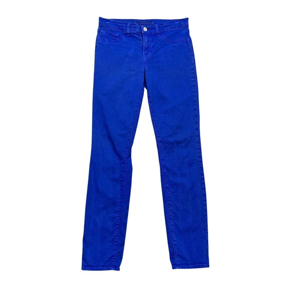 J Brand Jeans Womens 27 Bright Royal Denim Mid Rise Skinny Leg 5 Pocket Zip Fly - Picture 1 of 13